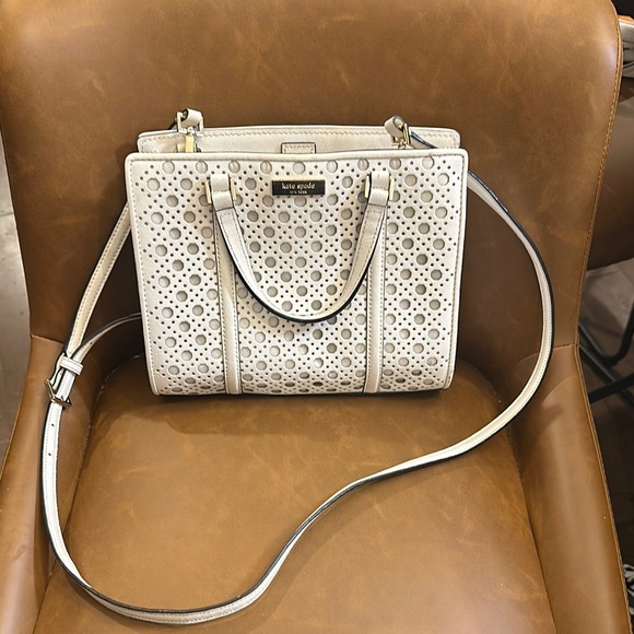 kate spade Handbags - Kate Spade White Satchel with Signature Design